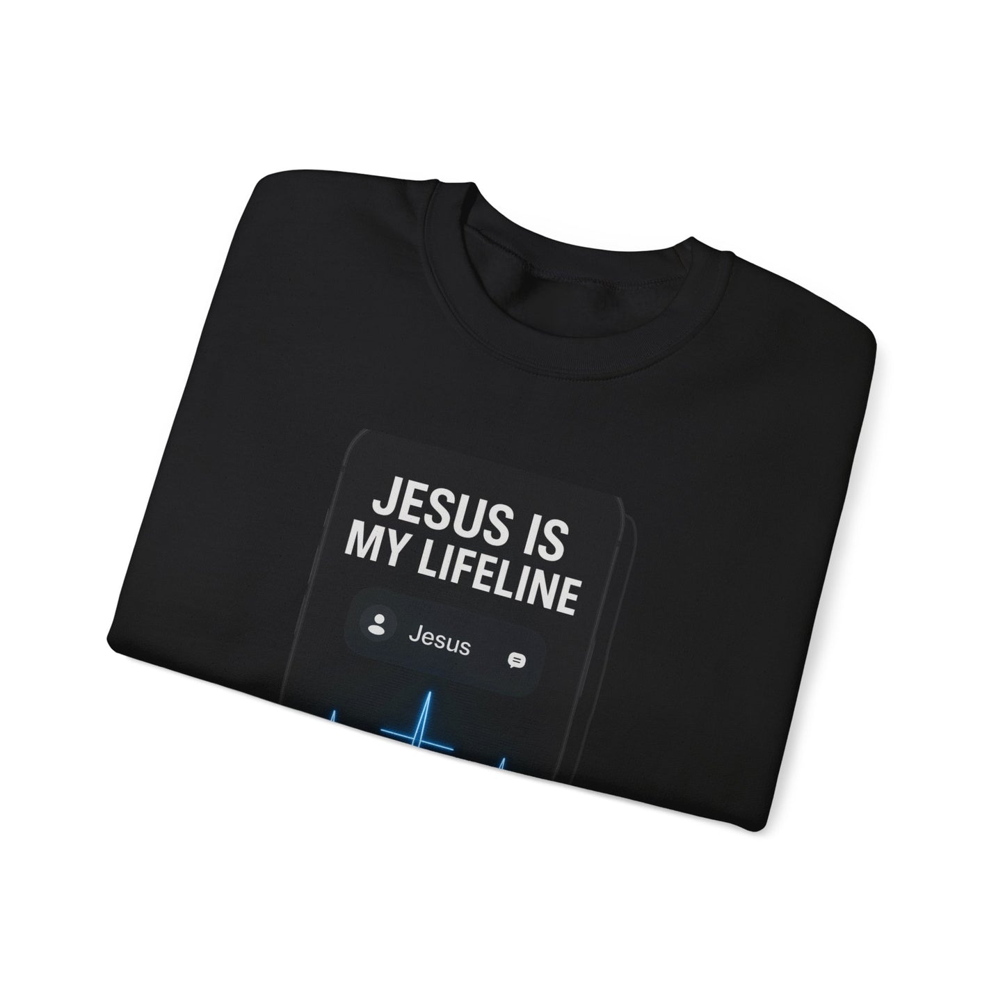 “Jesus Is My Lifeline” Crewneck Religious Sweatshirt – Cozy Comfort with a Powerful Message