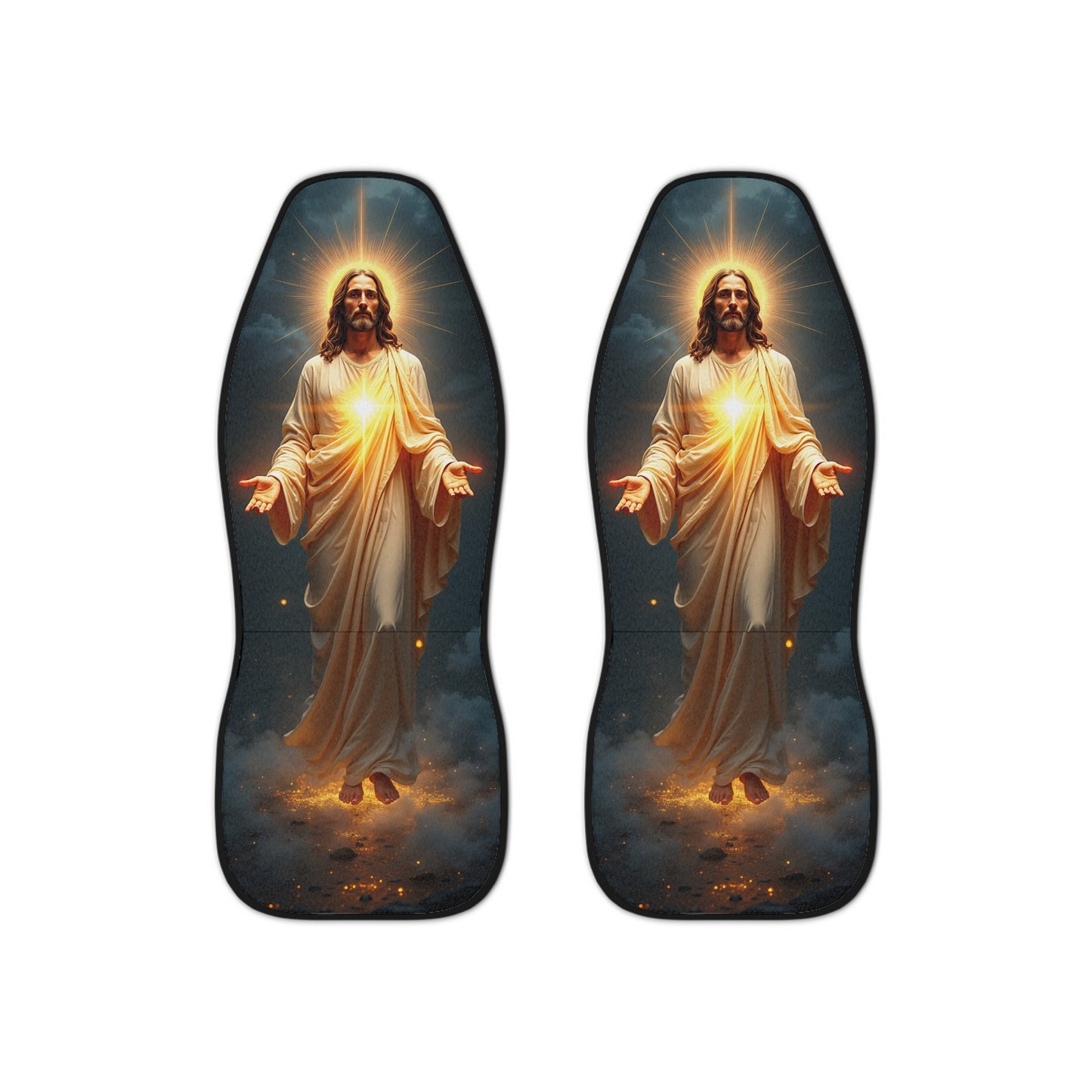 Luminous Jesus Car Seat Cover - Divine Radiance Design | Christian Auto Accessories, Vehicle Decor, Jesus Seat Protectors, Spiritual Gifts, Religious Car Decor
