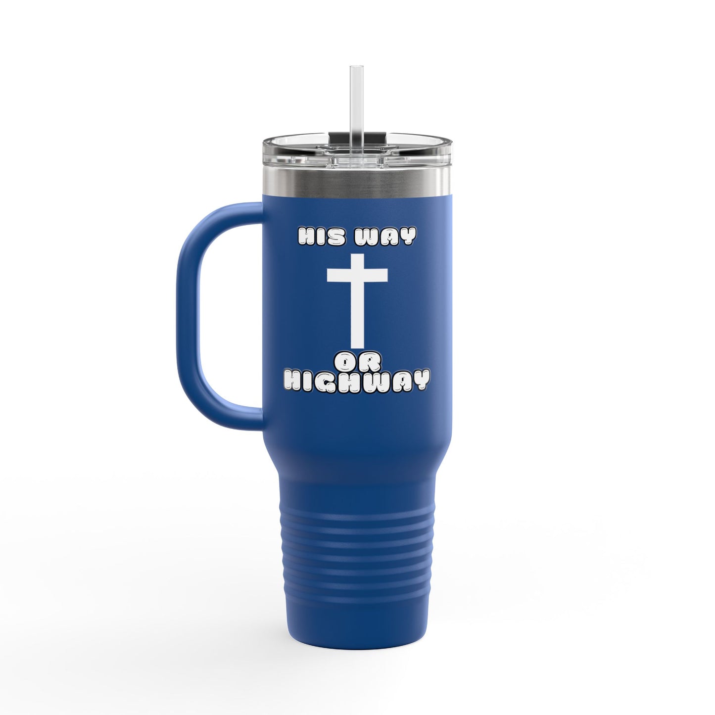 Insulated Travel Mug - "His Way or Highway" 40oz Christian Drinkware for Adventurers, colors