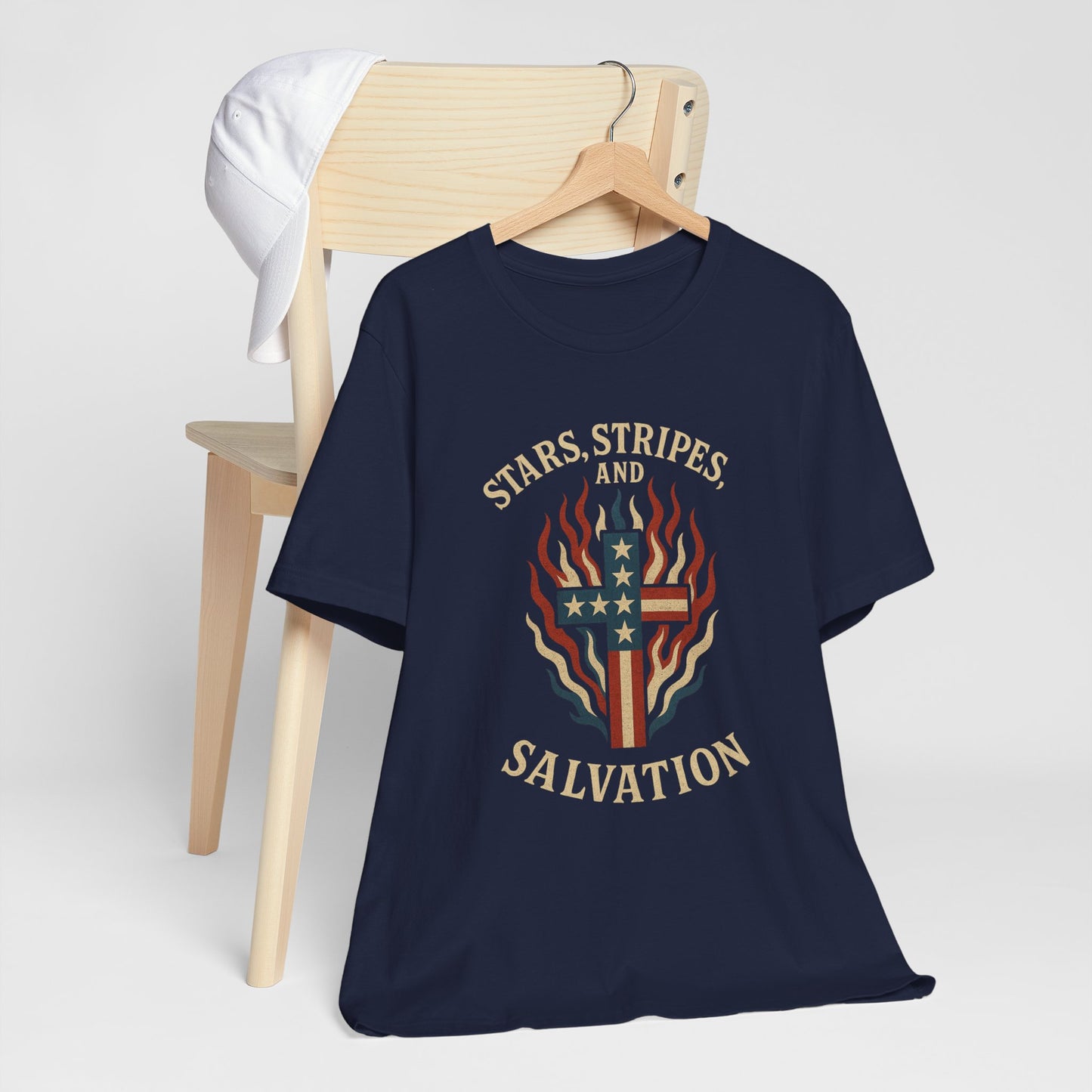 “Stars, Stripes, and Salvation” Christian T-Shirt – Patriotic Faith Tee