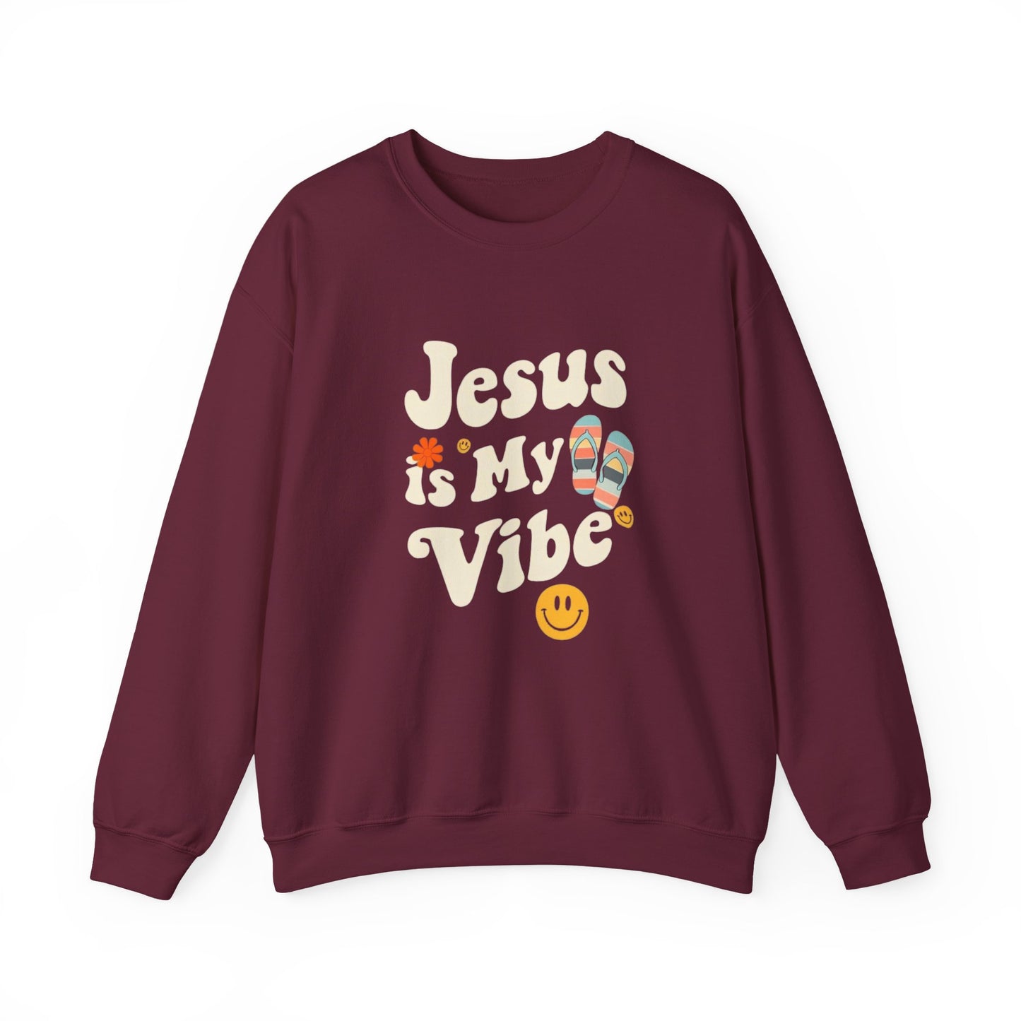 “Jesus Is My Vibe” Crewneck Sweatshirt – Trendy and Cozy Religious Apparel