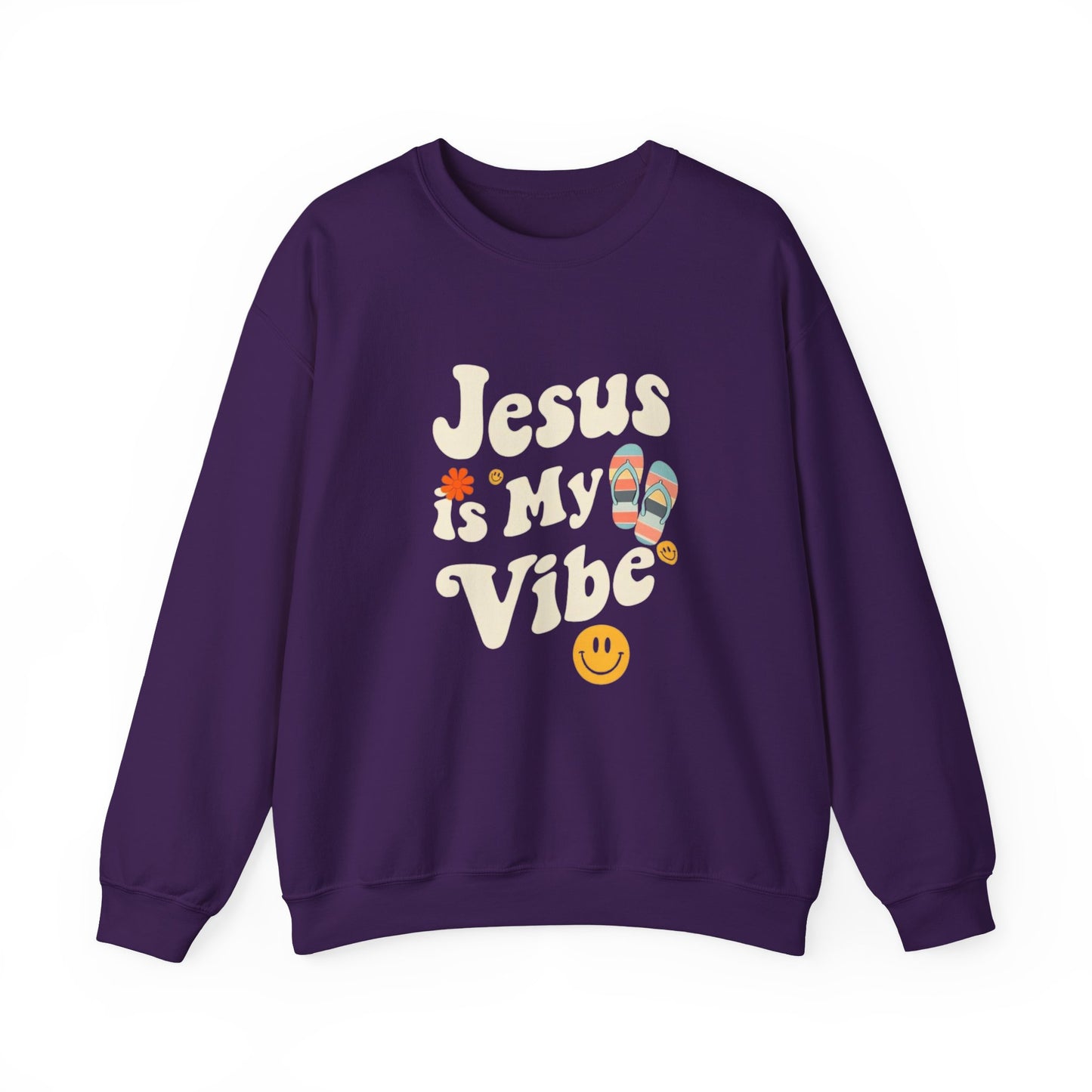 “Jesus Is My Vibe” Crewneck Sweatshirt – Trendy and Cozy Religious Apparel
