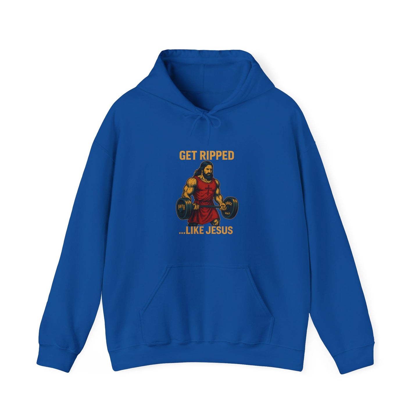 “Get Ripped Like Jesus” Religious Hoodie – Unisex Pullover for Faith and Fitness Enthusiasts