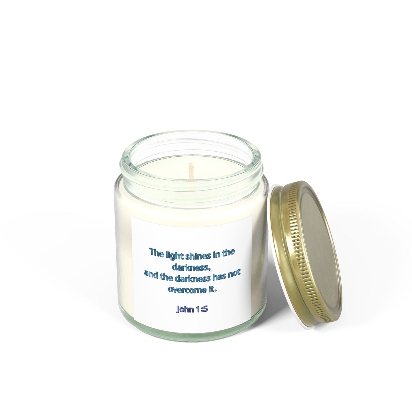 "Light in the Darkenss, John 1:5", Christian Scented Candle, Coconut Apricot Wax (4oz, 9oz)
