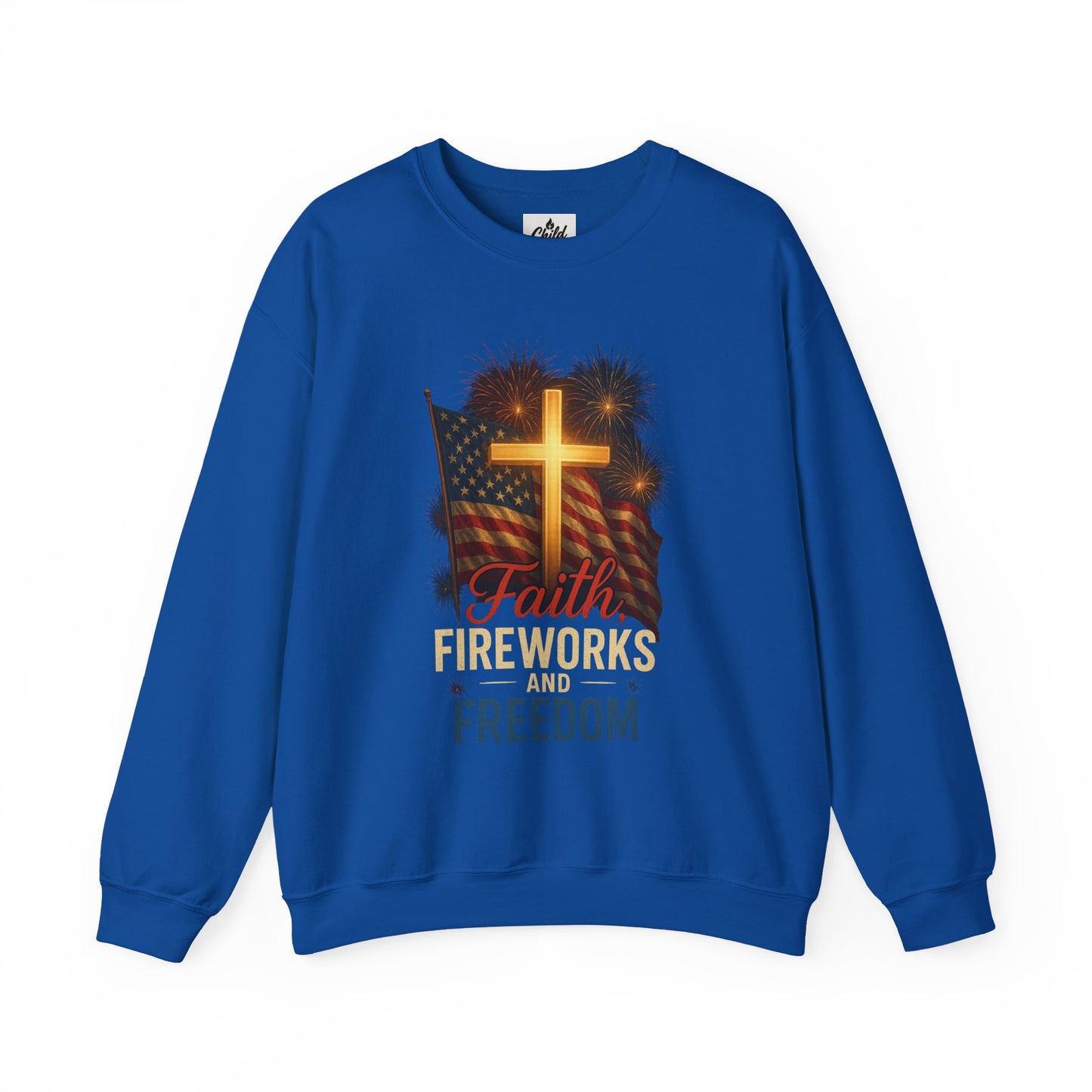 "Faith, Fireworks, and Freedom". Christian Sweatshirt