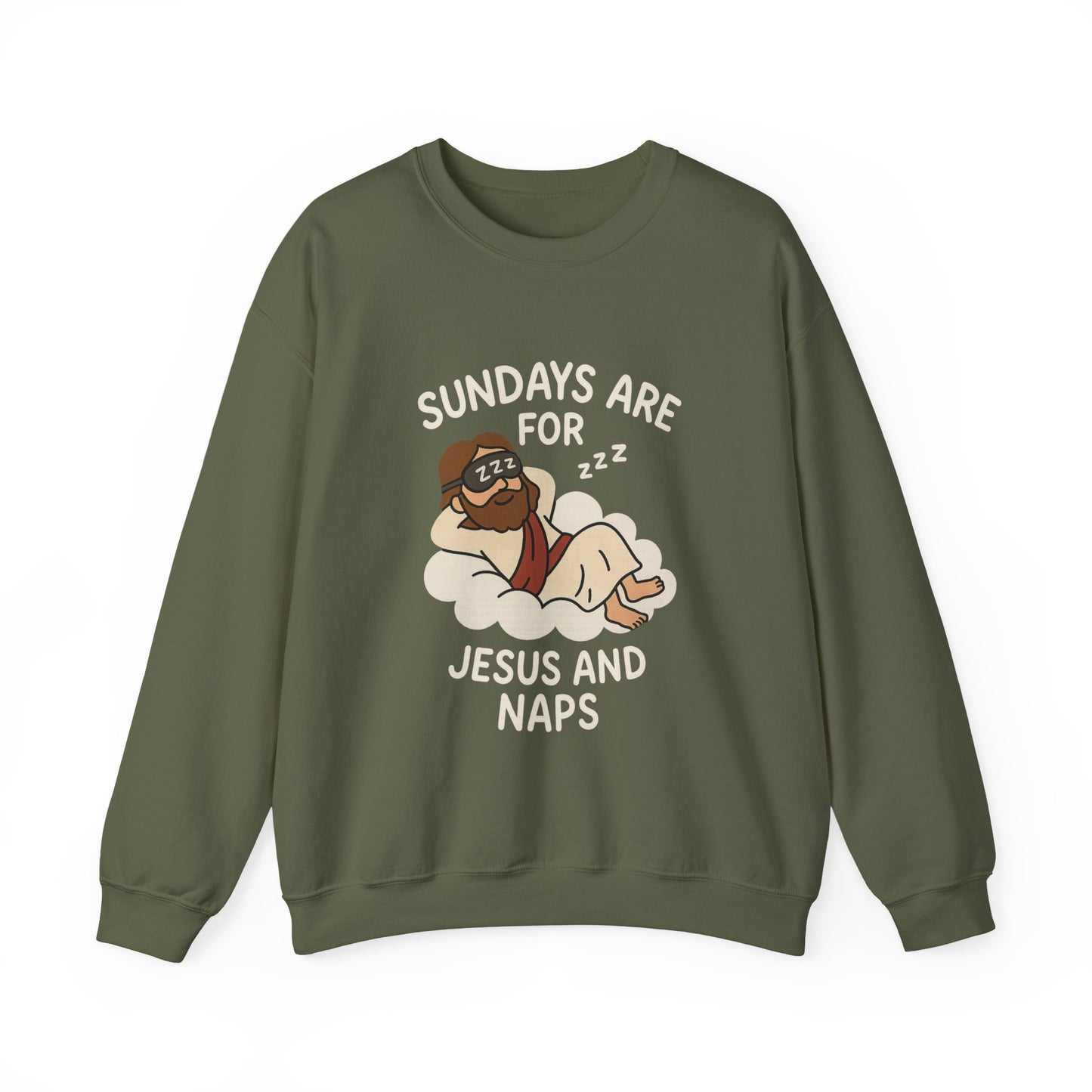“Sundays Are for Jesus and Naps” Crewneck Sweatshirt – Cozy Religious Weekend Wear