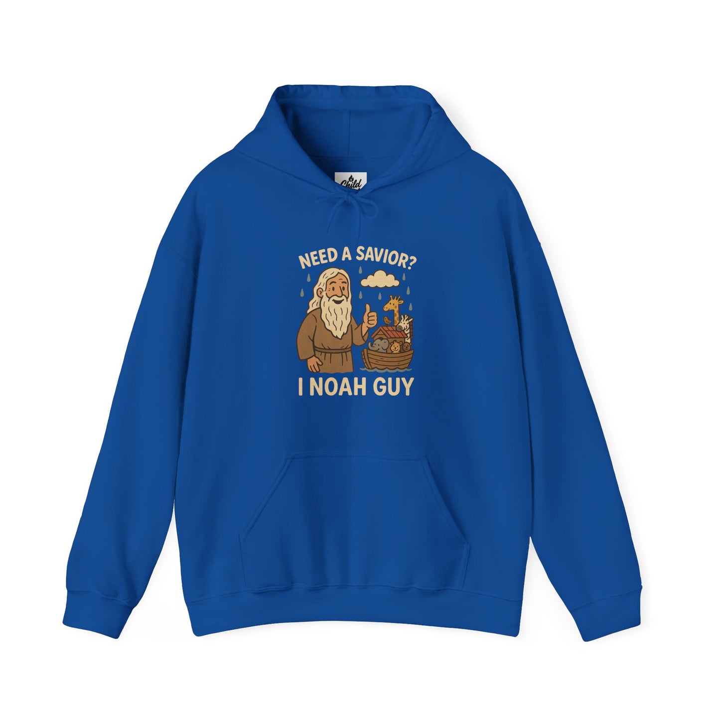 "Need a Savior? I Noah Guy." Hoodie - Unisex Heavy Blend Christian Sweatshirt for Relaxation & Faith