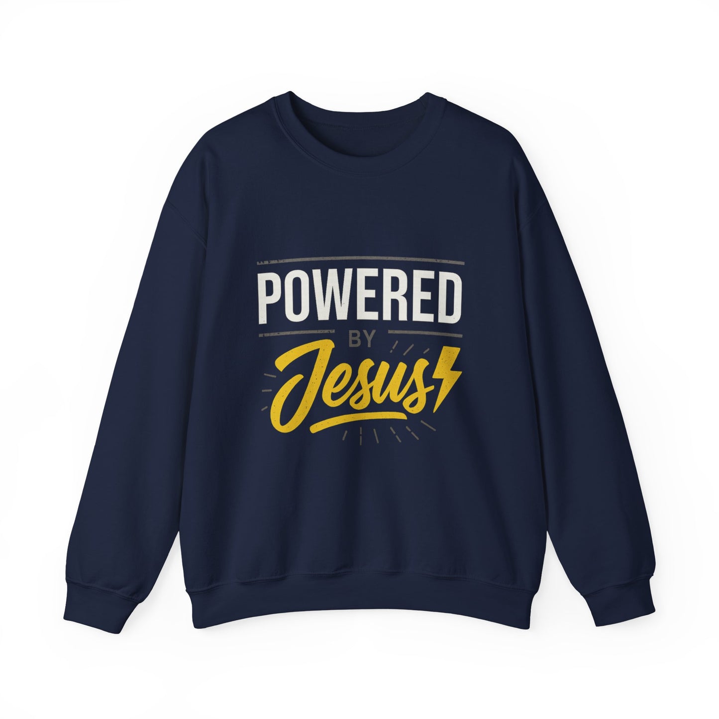 “Powered By Jesus” Crewneck Religious Sweatshirt – Faith and Strength Combined