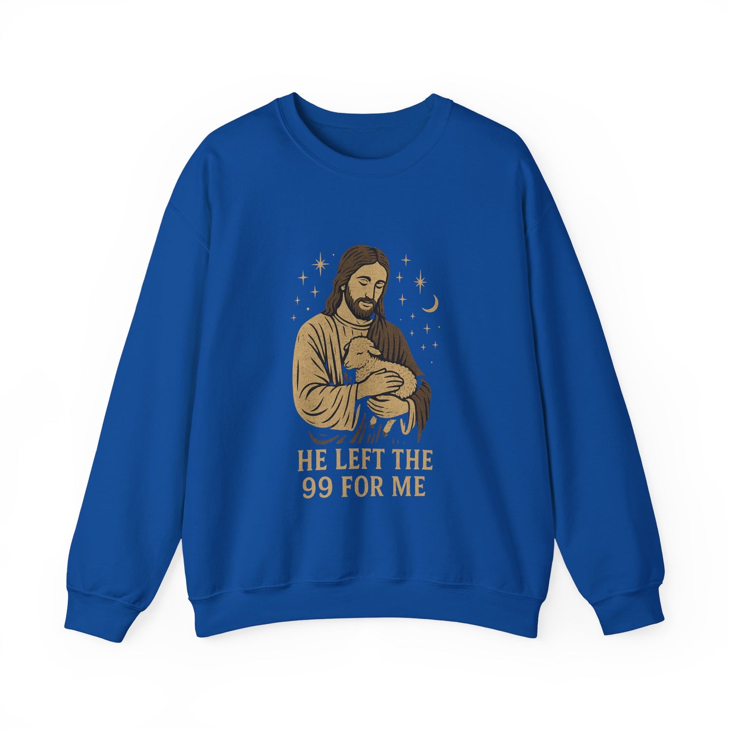 “He Left the 99 for Me” Crewneck Religious Sweatshirt – Faith-Filled Comfort