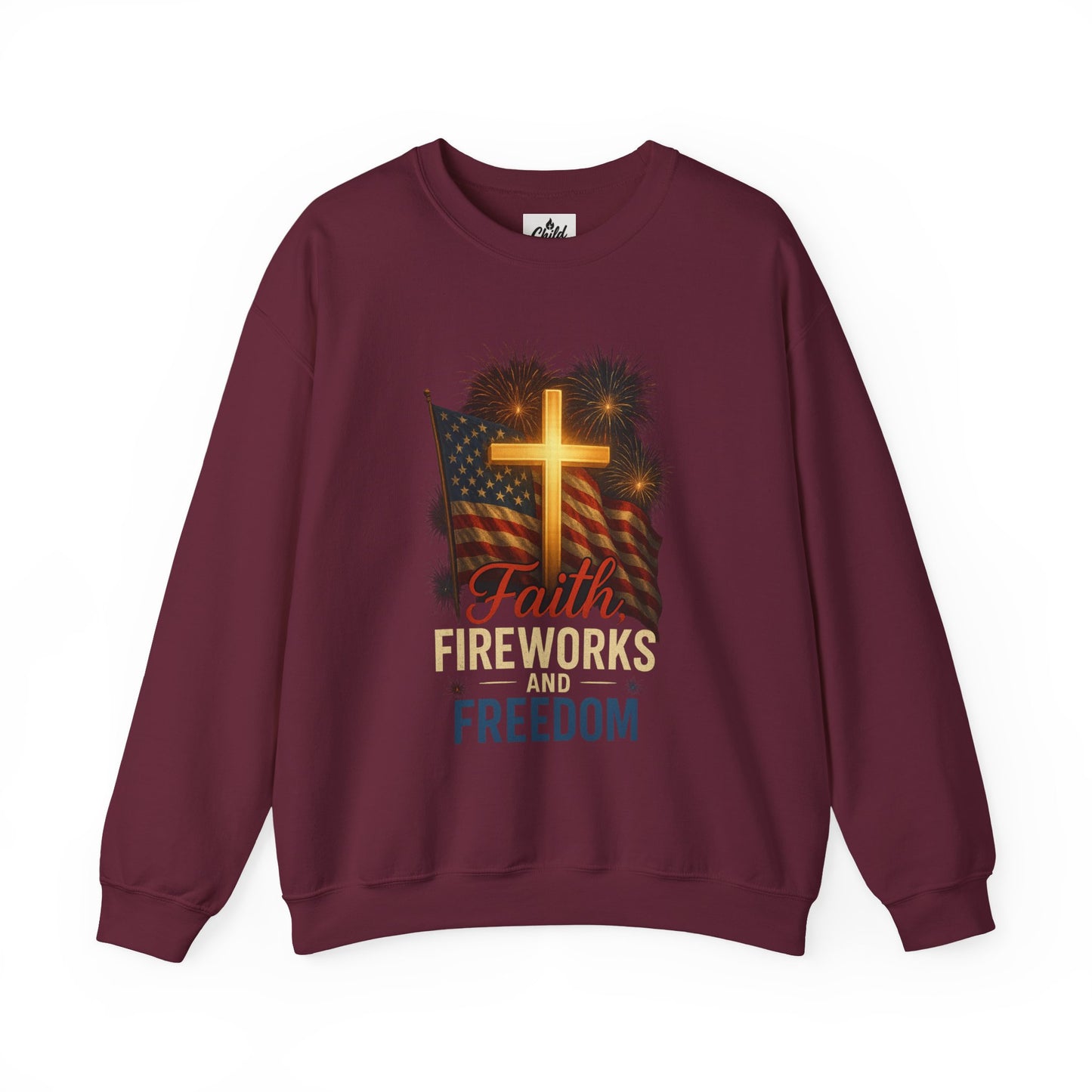 "Faith, Fireworks, and Freedom". Christian Sweatshirt