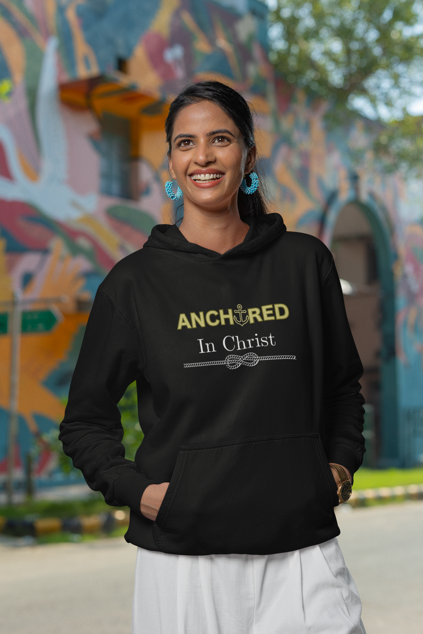 “Anchored in Christ” Christian Hoodie – Unisex Pullover for Bold Faith and Daily Comfort