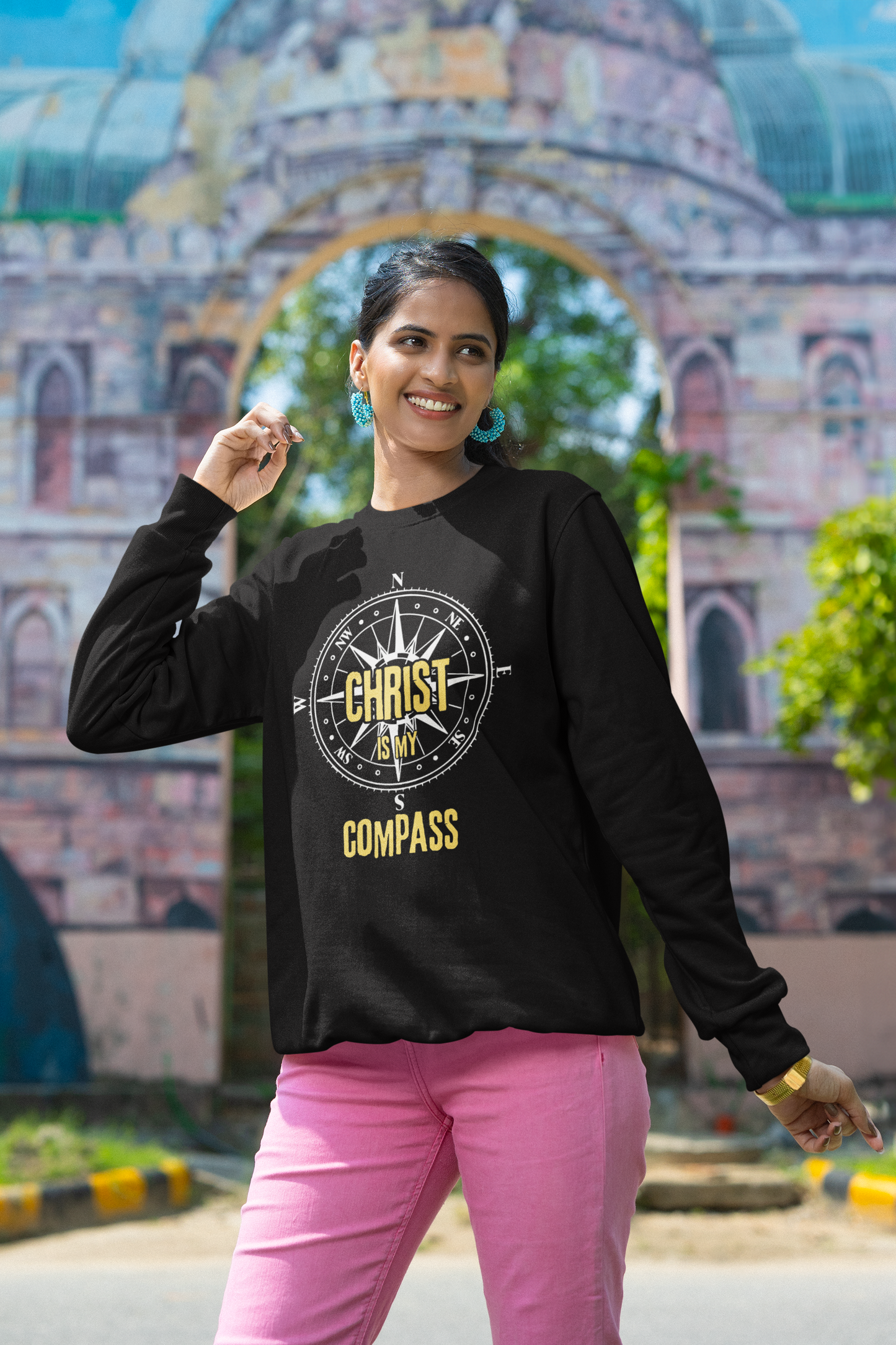 “Christ is My Compass” Crewneck Religious Sweatshirt – Faith and Comfort Combined