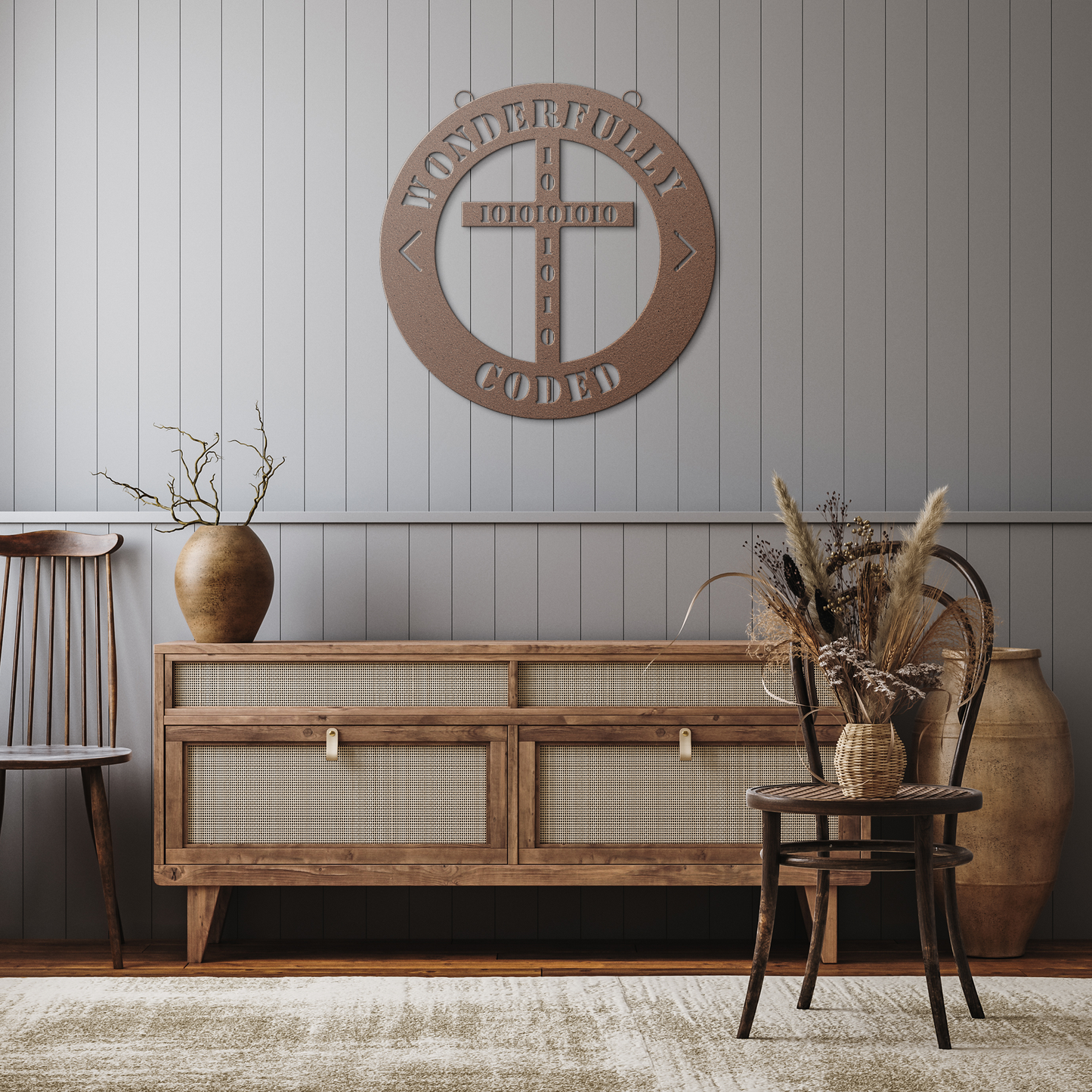 Christian_Coder_Gift__Divine_Code_Metal_Copper_Rustic_Hallway_Mockup.png
