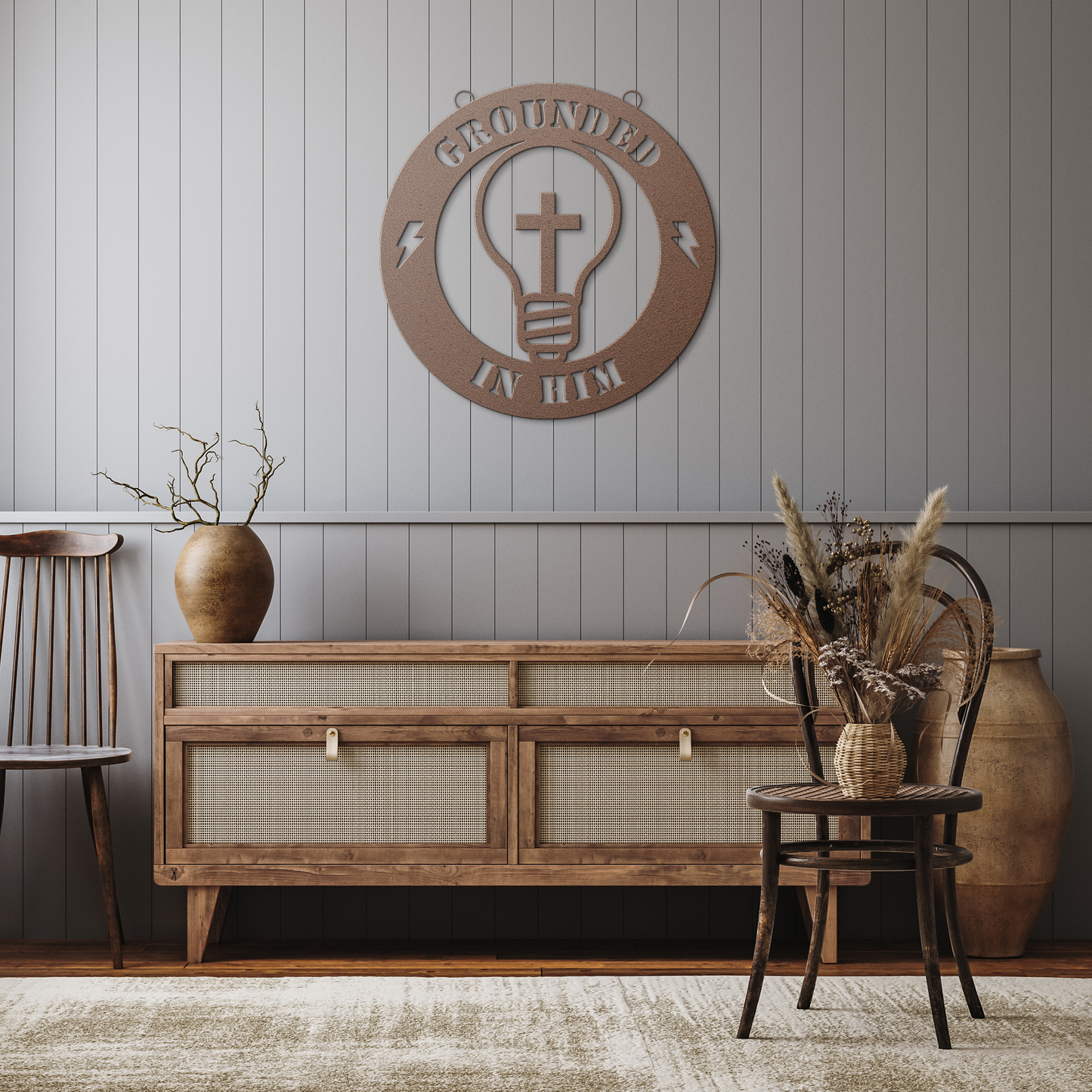 Christian_Electrician_Gift__Grounded_in_Copper_Rustic_Hallway_Mockup.png
