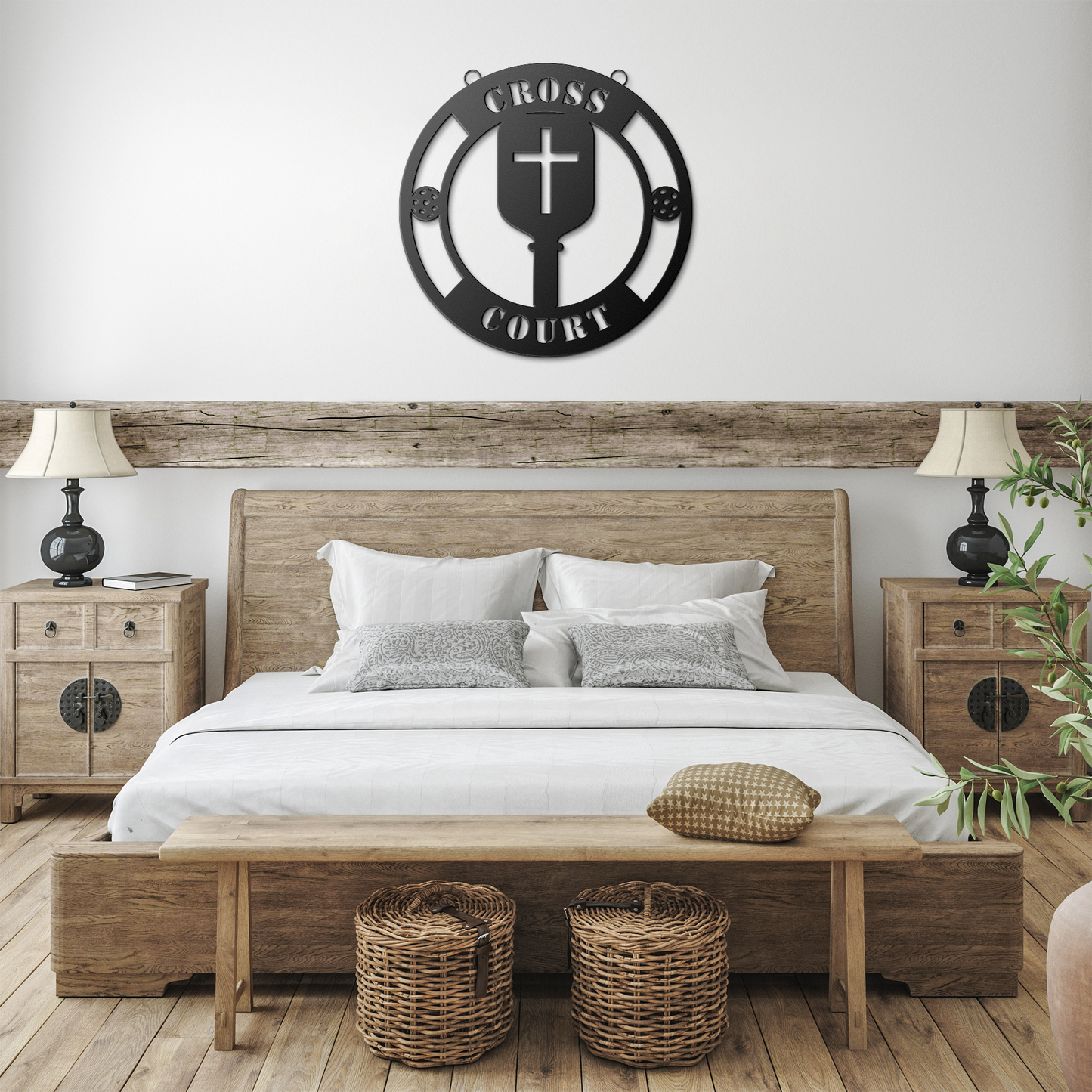 Christian_Pickleball_Gift__Cross_Court__Black_Farmhouse_Bedroom_Mockup.png