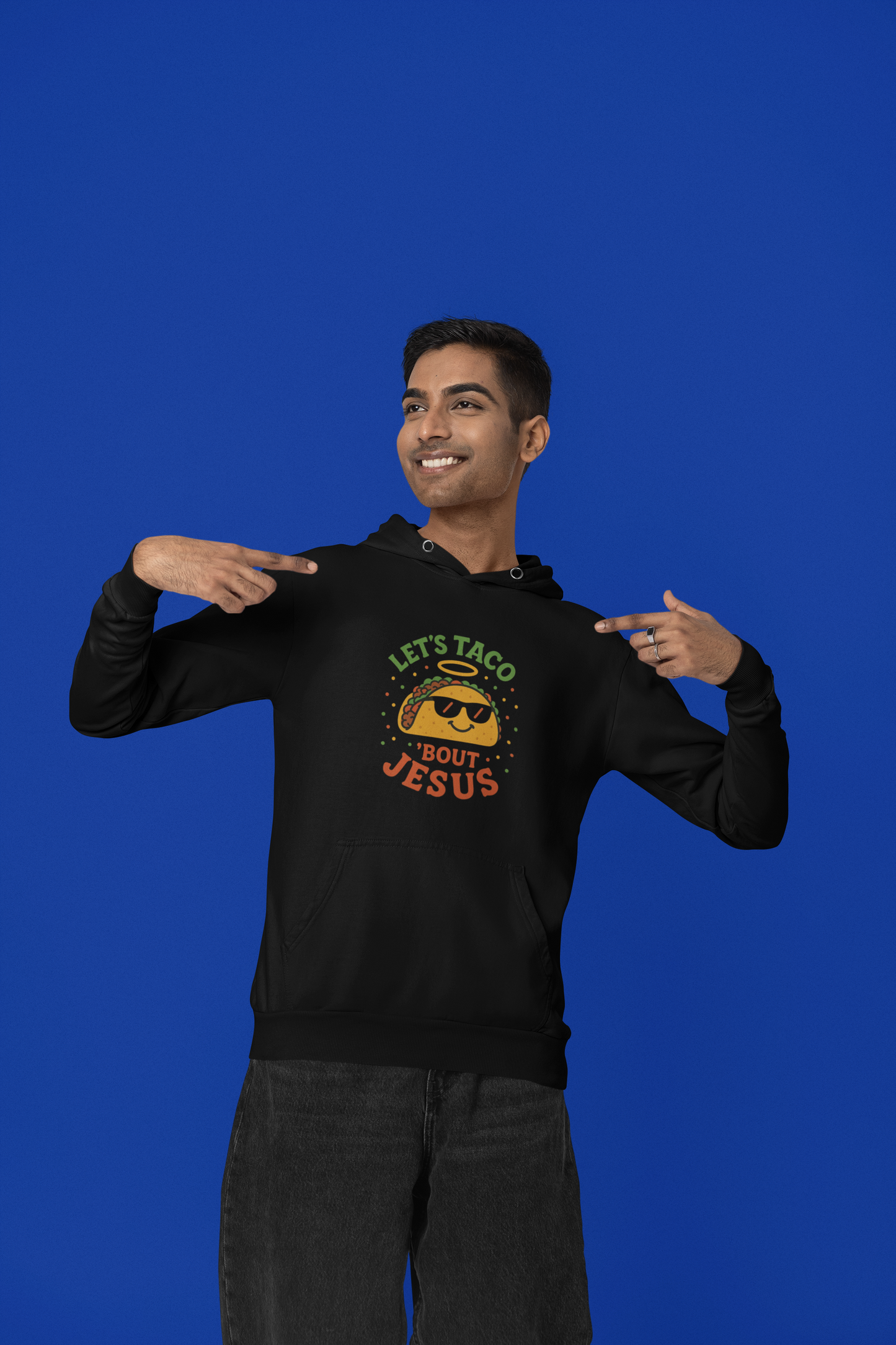 “Let’s Taco ‘Bout Jesus” Religious Hoodie – Unisex Pullover for Foodies of Faith