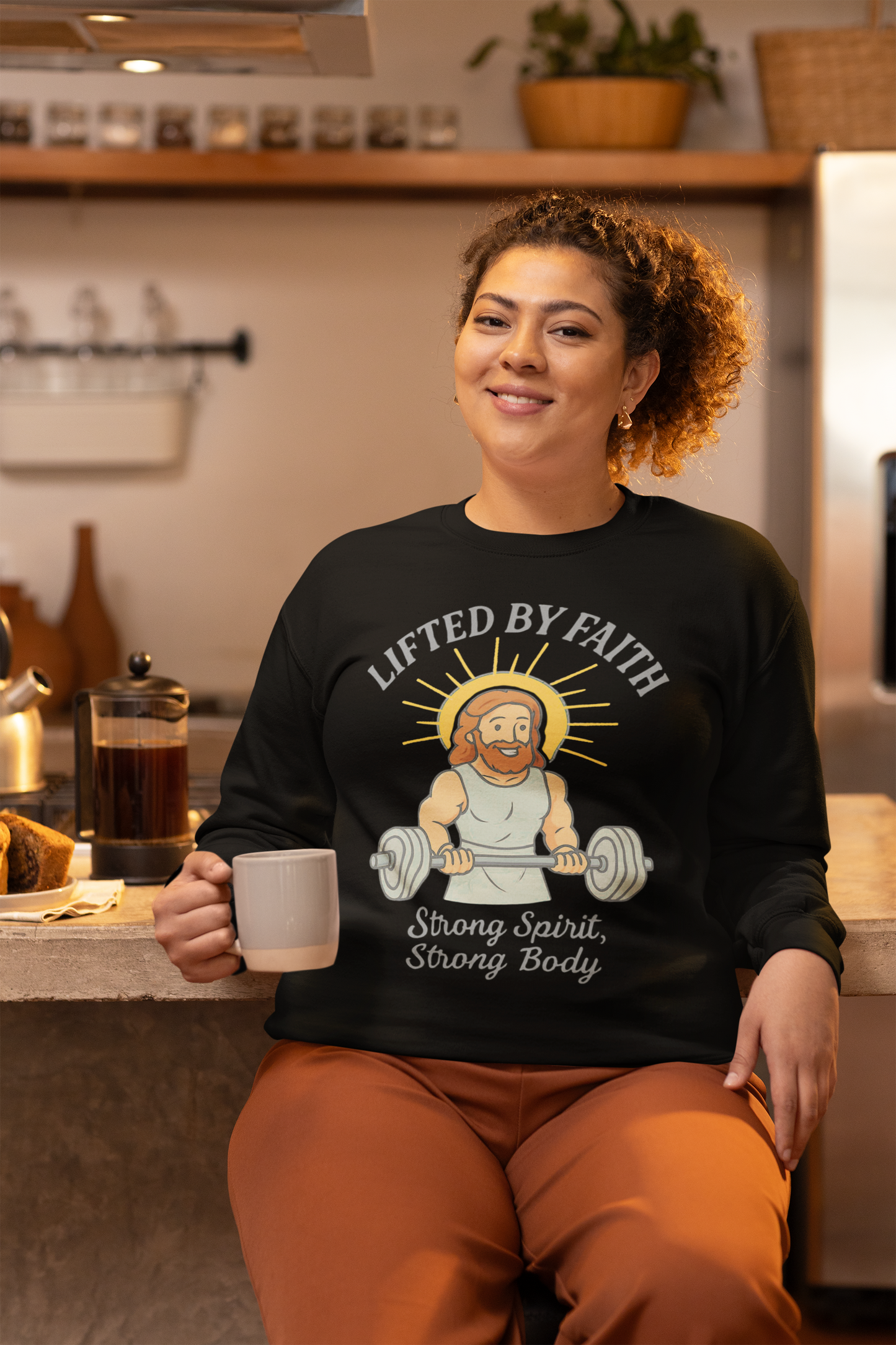 “Lifted by Faith” Crewneck Sweatshirt – Motivational Religious Apparel