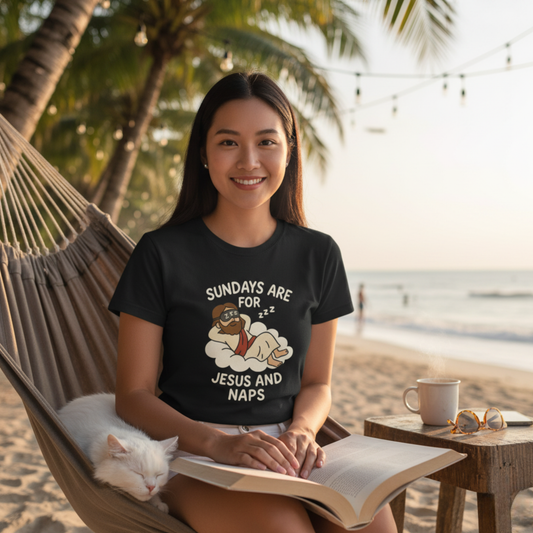 “Sundays Are for Jesus and Naps” Christian T-Shirt – Faith and Rest Tee