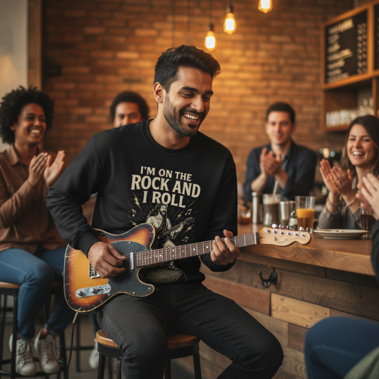 "I'm on the Rock and I Roll" - Christian Sweatshirt - Unisex