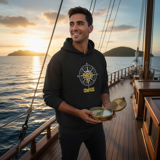 “Christ is My Compass” Unisex Religious Hoodie – Bold Faith Pullover for Everyday Inspiration