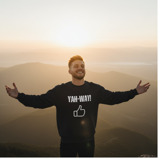 “Yah-Way!” Crewneck Sweatshirt – Religious Wordplay With Attitude
