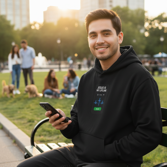 “Jesus Is My Lifeline” Crewneck Religious Hoodie – Cozy Comfort with a Powerful Message
