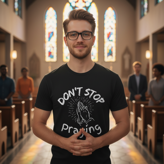 “Don’t Stop Praying” Christian T-Shirt – Encouraging Faith for Every Day