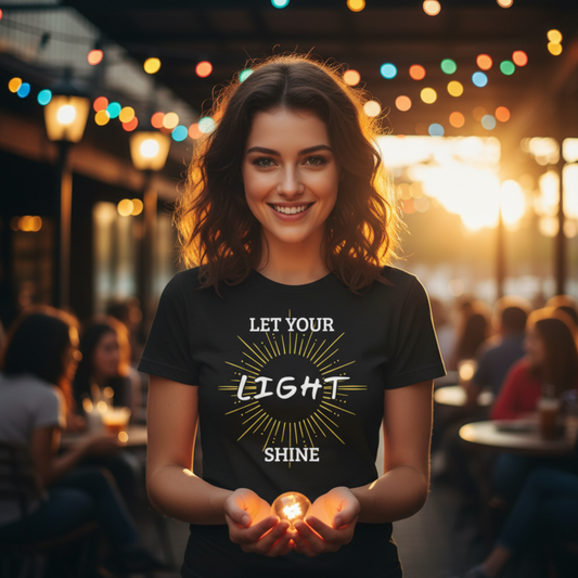 “Let Your Light Shine” Religious T-Shirt – Uplifting Faith Message