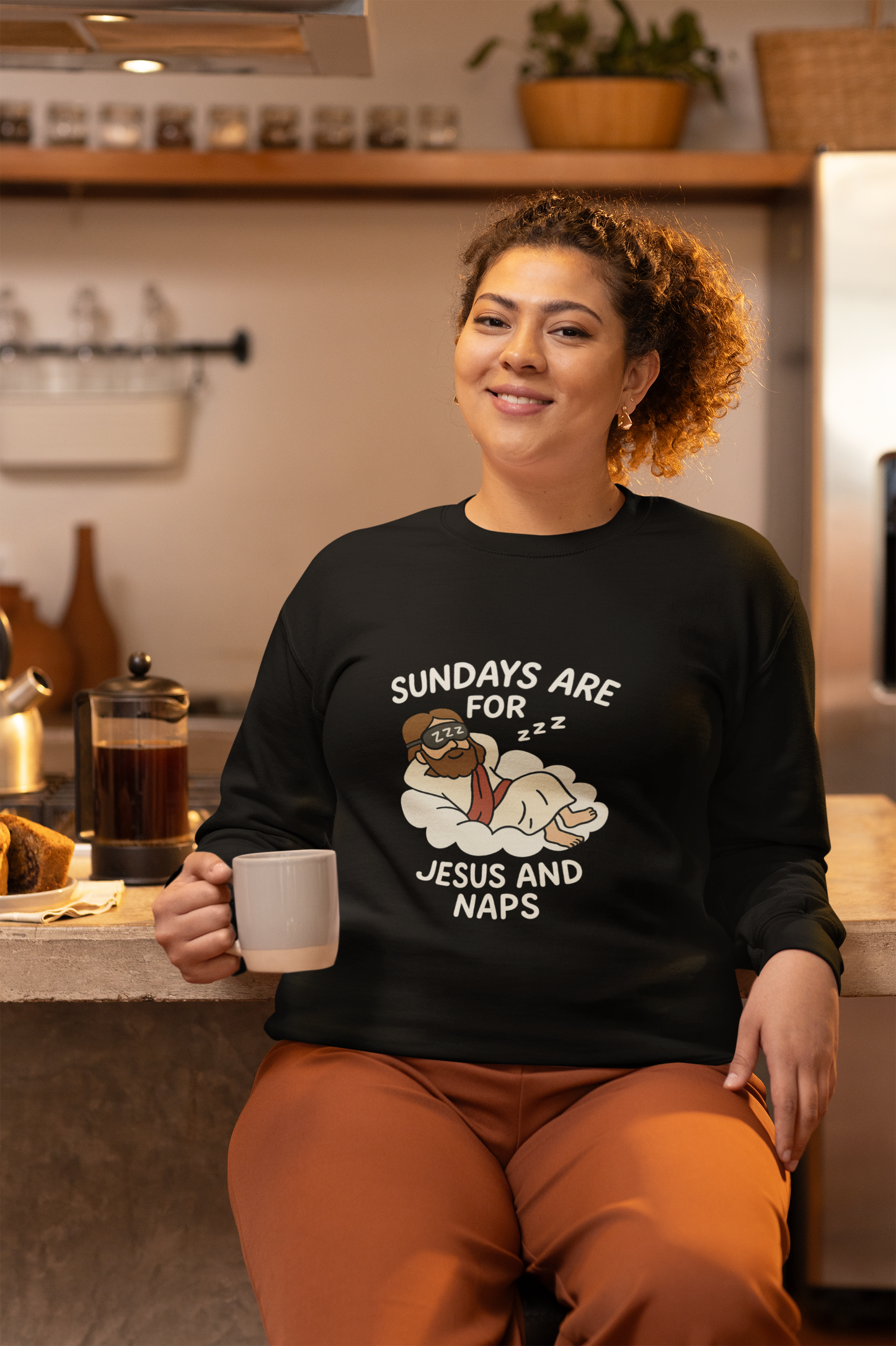 “Sundays Are for Jesus and Naps” Crewneck Sweatshirt – Cozy Religious Weekend Wear