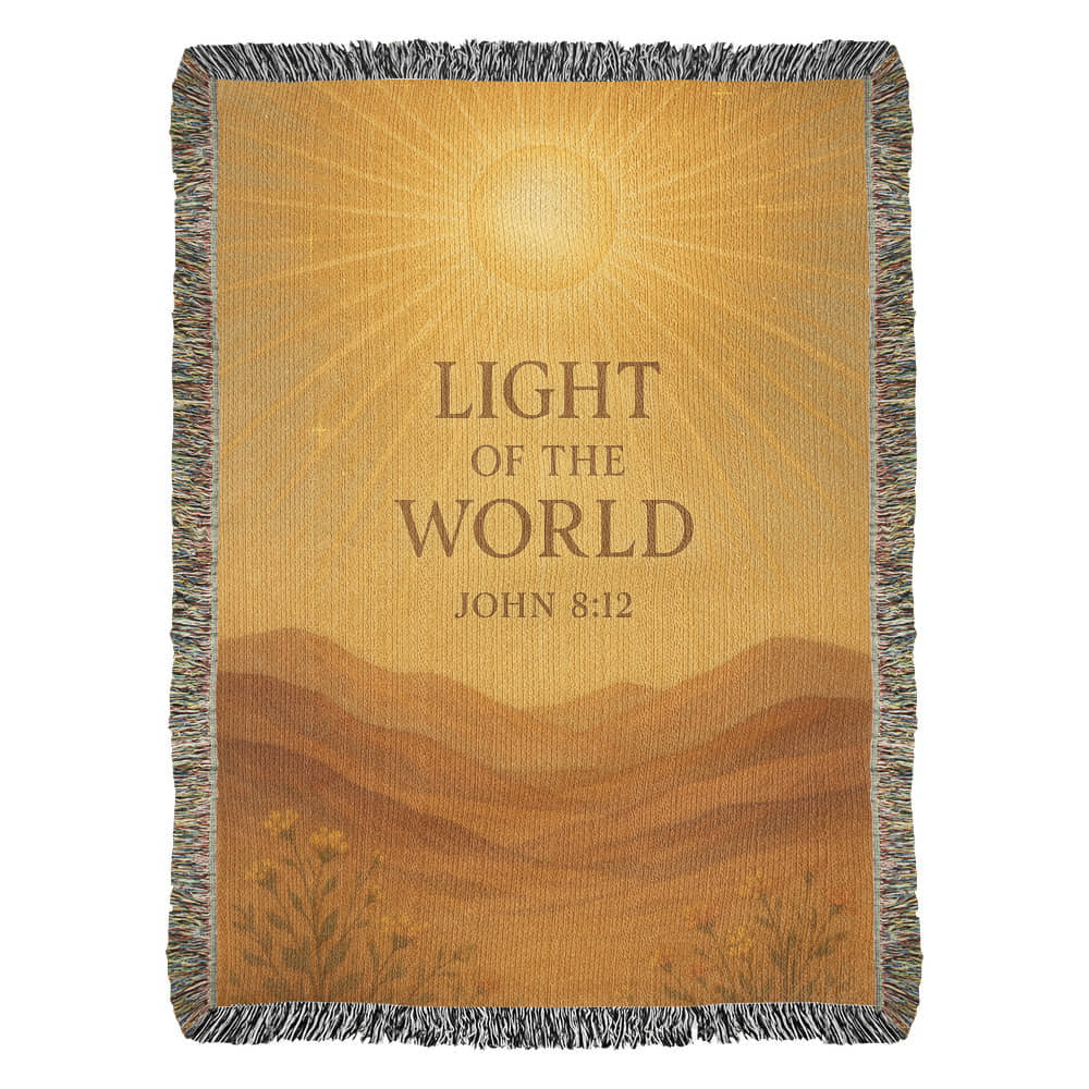 "Light of the World John 8:12", Christian woven blanket