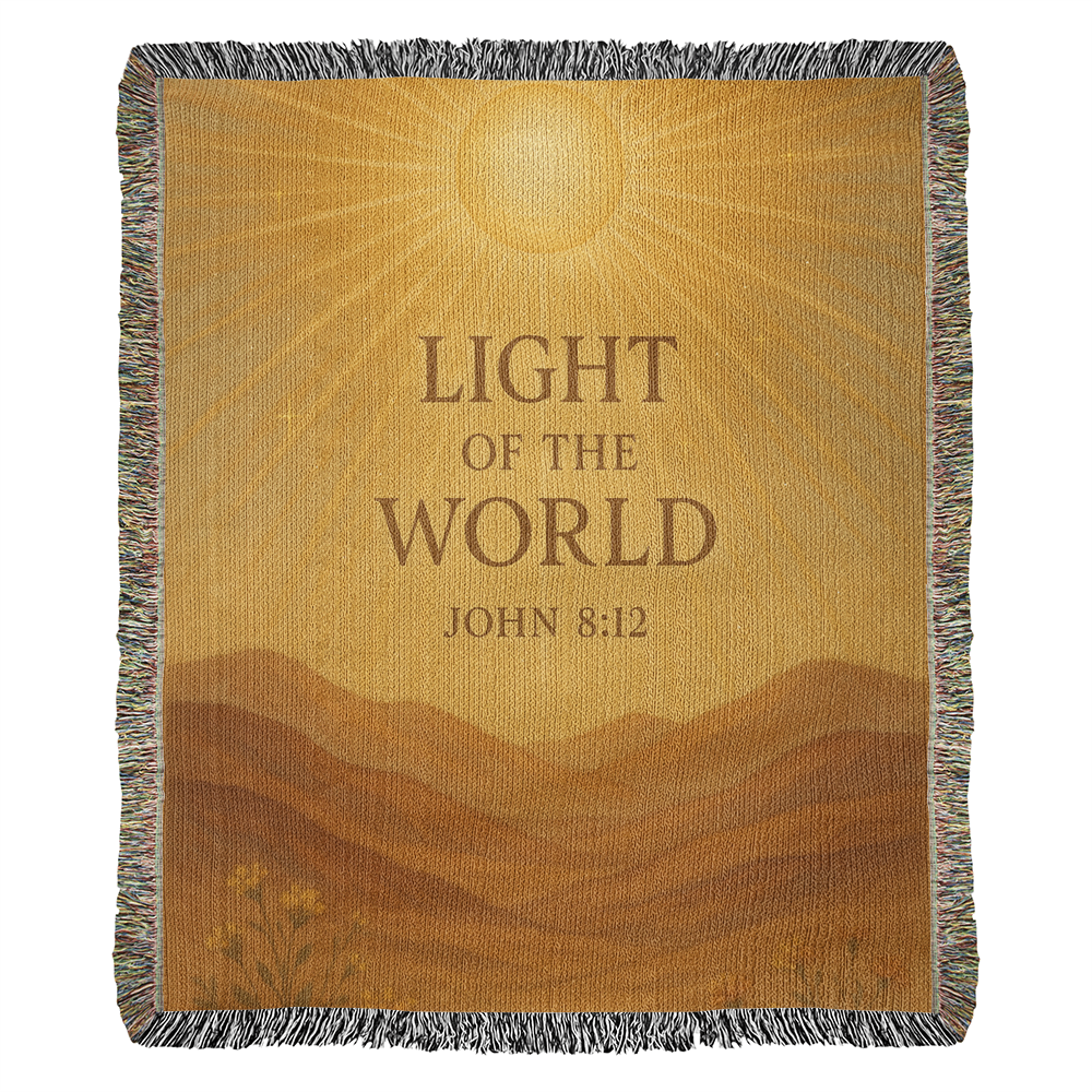 "Light of the World John 8:12", Christian woven blanket