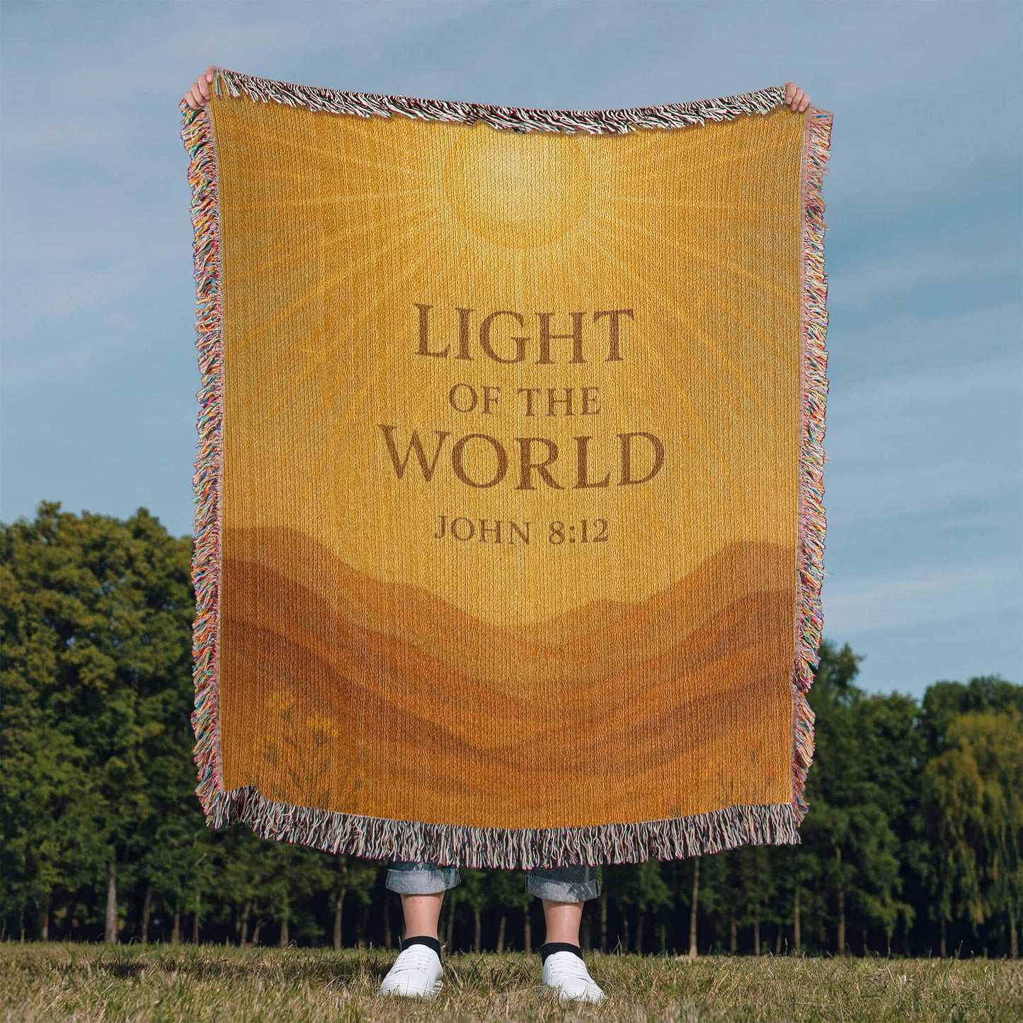 "Light of the World John 8:12", Christian woven blanket