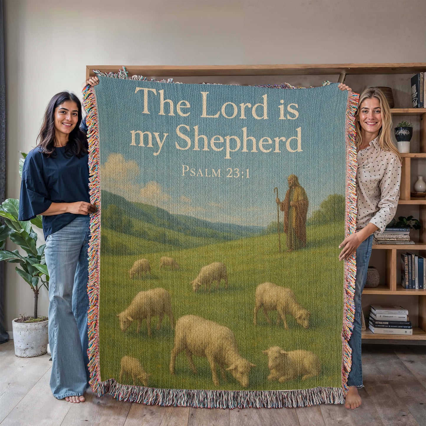 “The Lord Is My Shepherd” Christian Woven religious Blanket – "Psalm 23:1"