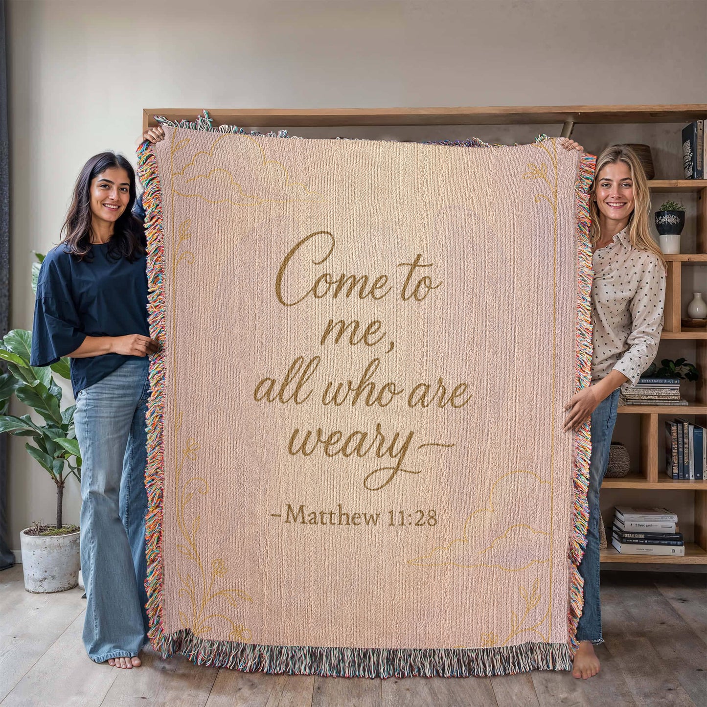 “Come to me all who are weary (Matthew 11:28)” Christian Woven faith inspired Blanket