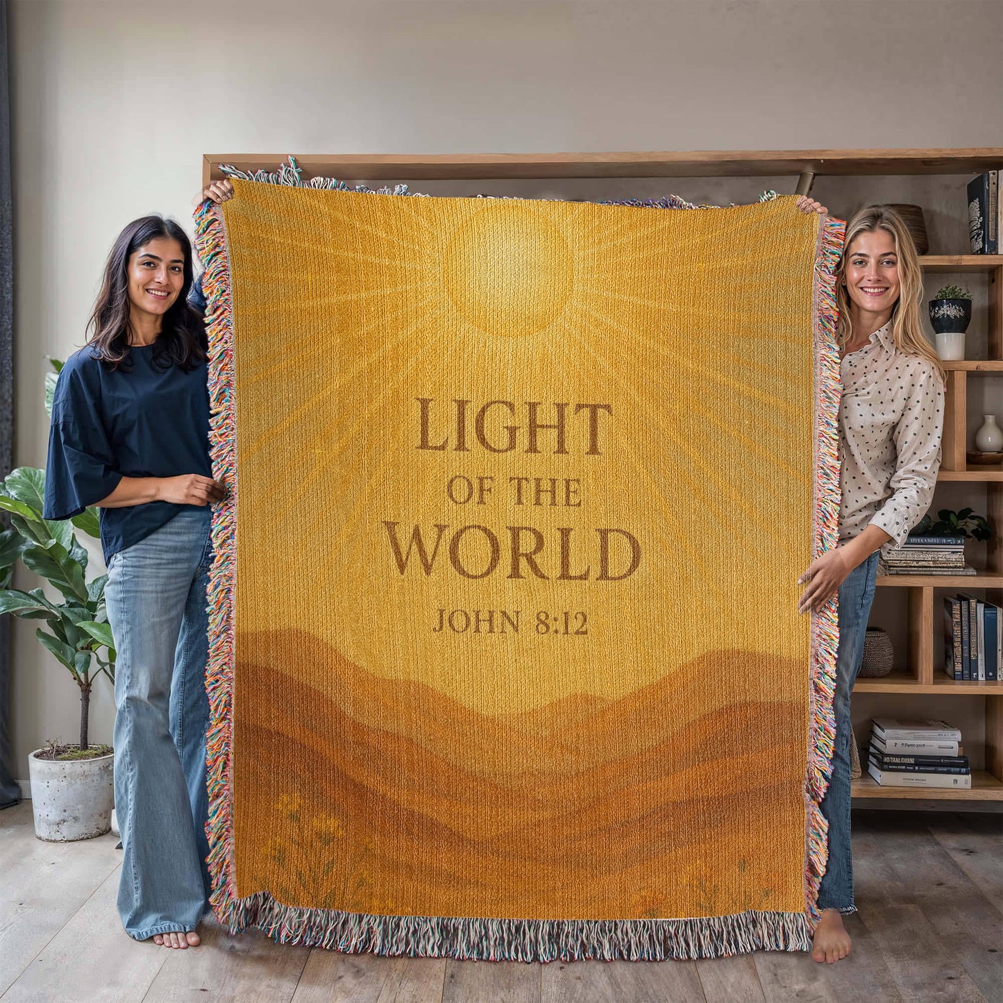 "Light of the World John 8:12", Christian woven blanket