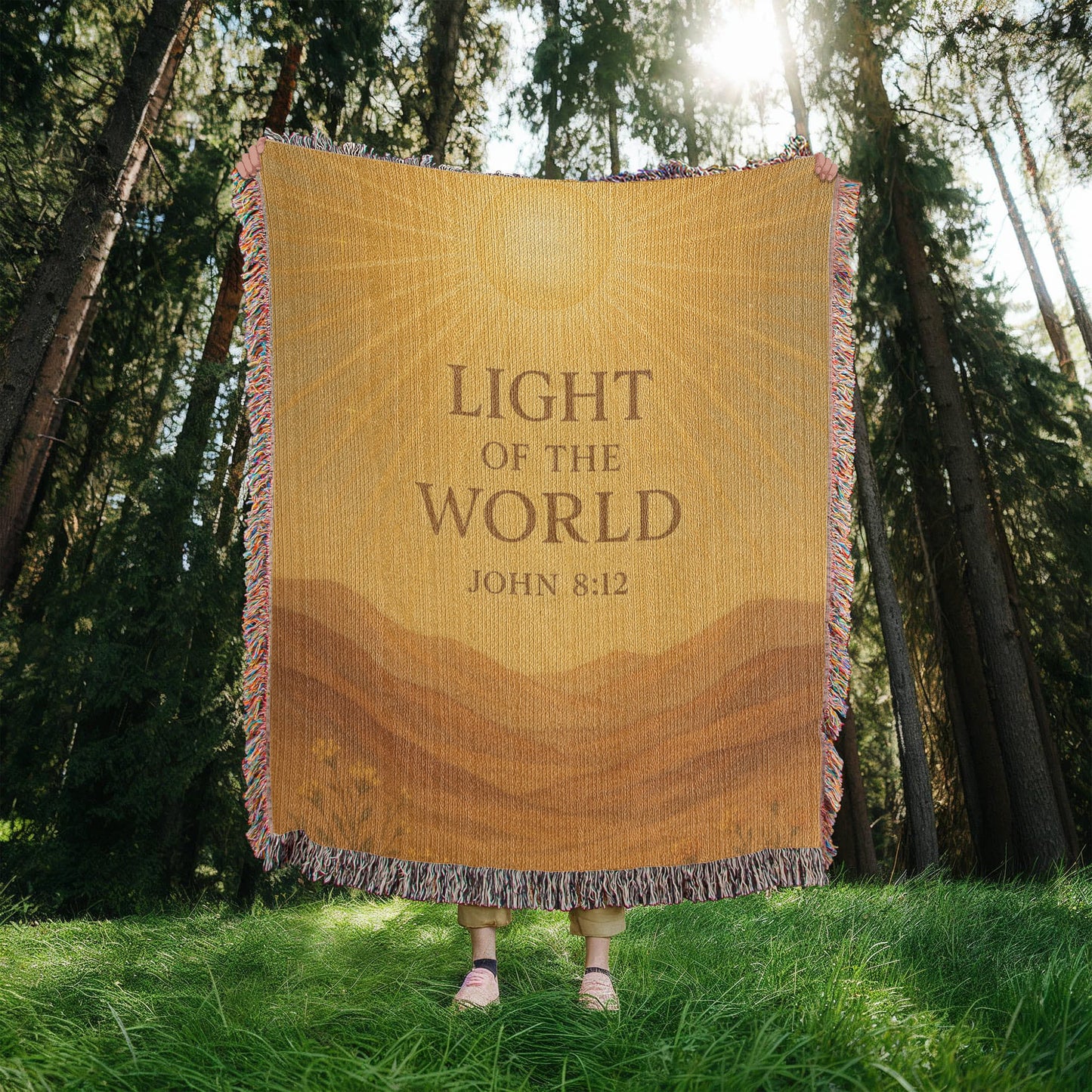 "Light of the World John 8:12", Christian woven blanket