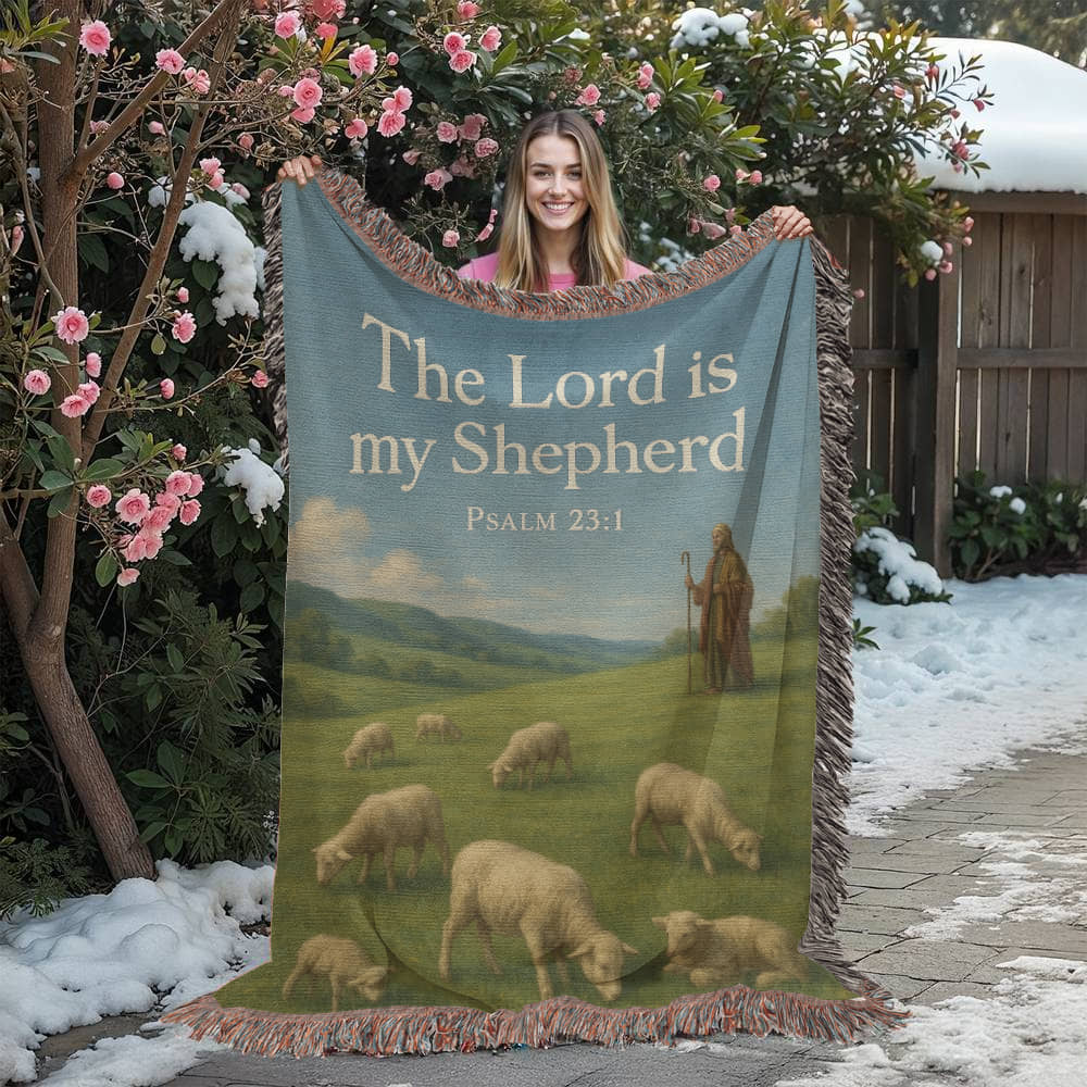“The Lord Is My Shepherd” Christian Woven religious Blanket – "Psalm 23:1"