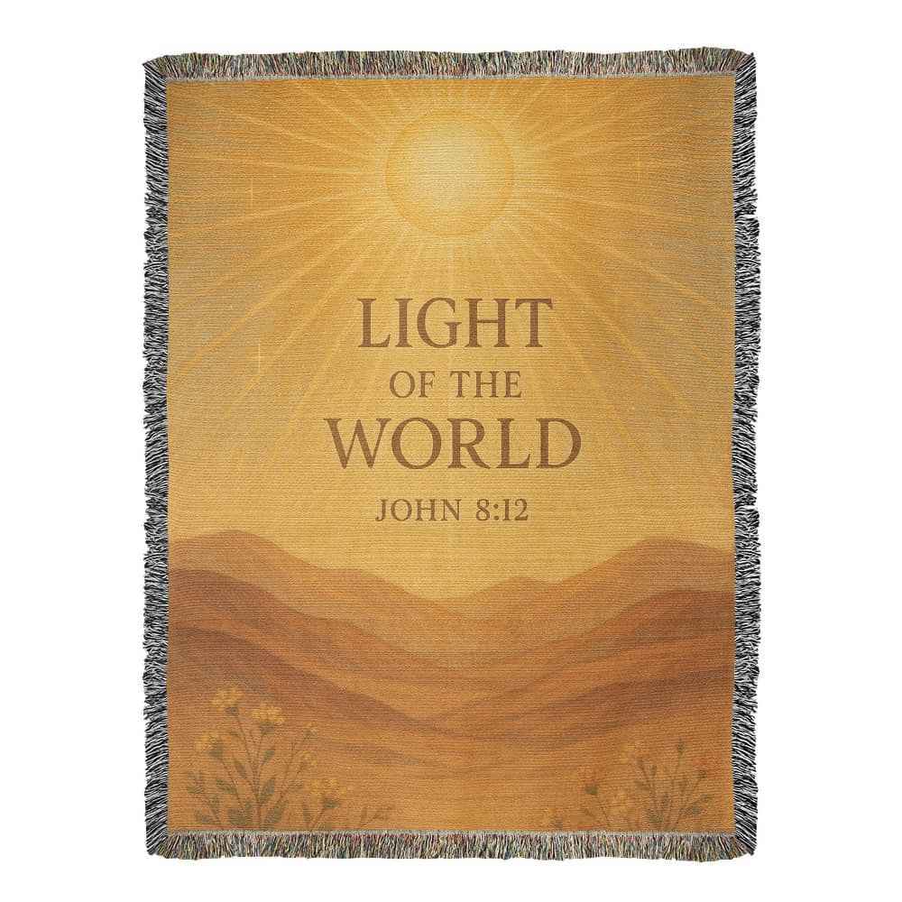"Light of the World John 8:12", Christian woven blanket