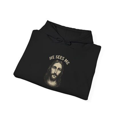 “He Sees Me” Religious Hoodie – Unisex Pullover for Comfort and Faith