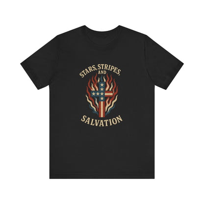 “Stars, Stripes, and Salvation” Christian T-Shirt – Patriotic Faith Tee