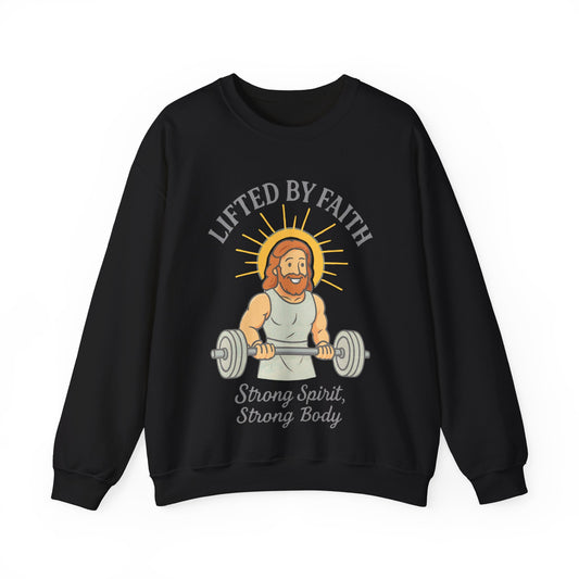 “Lifted by Faith” Crewneck Sweatshirt – Motivational Religious Apparel