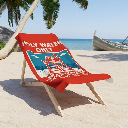 “Holy Water Only”, Christian Beach Towel