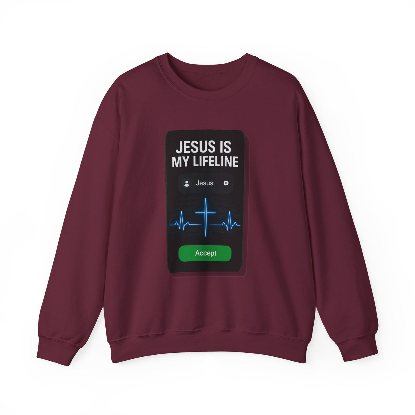 “Jesus Is My Lifeline” Crewneck Religious Sweatshirt – Cozy Comfort with a Powerful Message