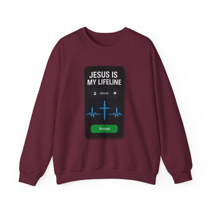 “Jesus Is My Lifeline” Crewneck Religious Sweatshirt – Cozy Comfort with a Powerful Message