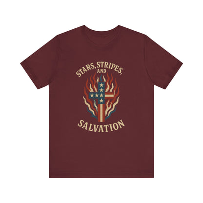 “Stars, Stripes, and Salvation” Christian T-Shirt – Patriotic Faith Tee