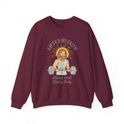 “Lifted by Faith” Crewneck Sweatshirt – Motivational Religious Apparel