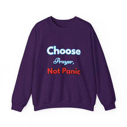 “Choose Prayer, Not Panic” Religious Crewneck Sweatshirt – Faith-Inspired Cold Weather Comfort