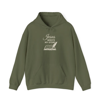 “Jesus Wrote My Story” Religious Hoodie – Unisex Pullover for Faith and Inspiration