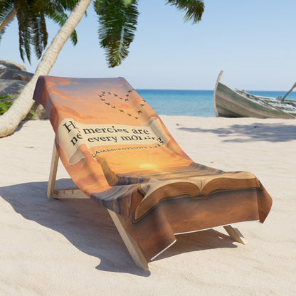 "His mercies Are New Every Morning" Christian Beach Towel