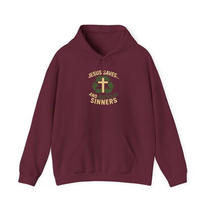 “Jesus Saves… and Recycles Sinners” Religious Hoodie – Unisex Pullover with a Fun Twist